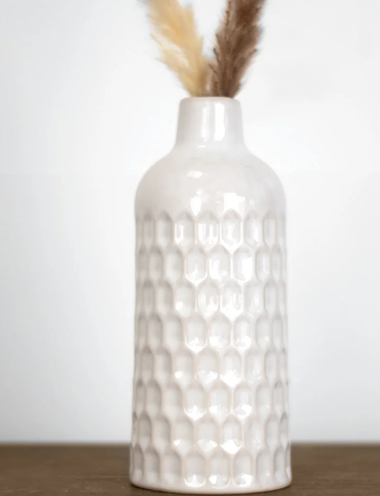 7.5" White Honeycomb Vase