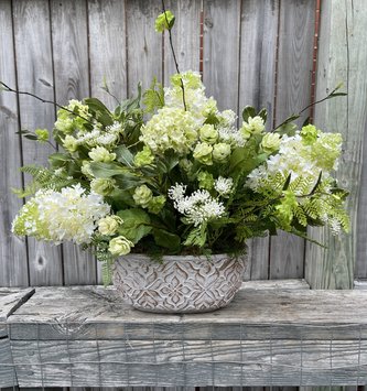 Custom Pinnacle Hydrangea & Green Spirea Arrangement