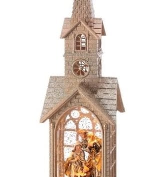 16" LED Nativity Church Snow Globe