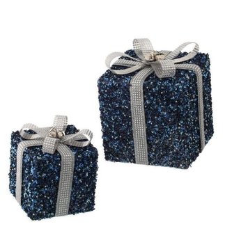 Set of 2 Midnight Blue Jeweled Packages