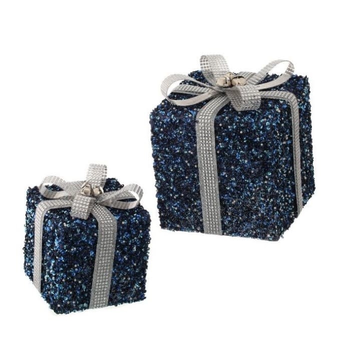 Set of 2 Midnight Blue Jeweled Packages