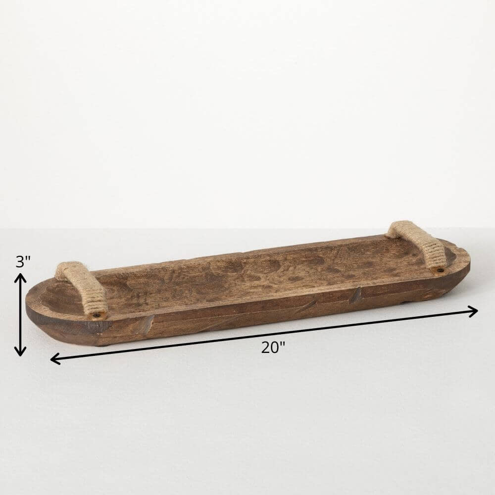 Rustic Wooden Tray with Jute Wrapped Handles