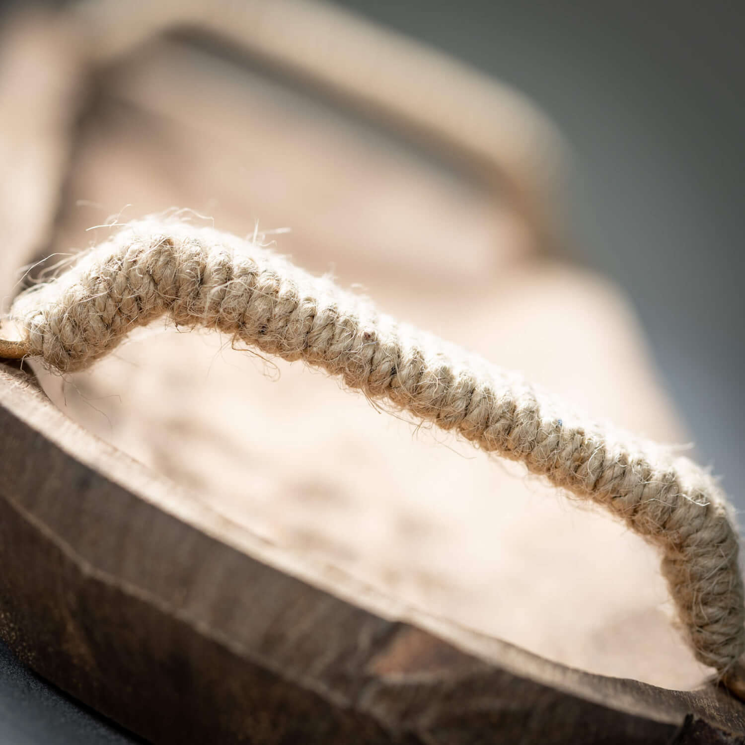 Rustic Wooden Tray with Jute Wrapped Handles