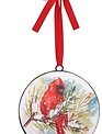 Metal Cardinal on Branch Disk Ornament (2-Styles)