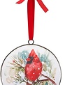 Metal Cardinal on Branch Disk Ornament (2-Styles)