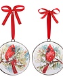 Metal Cardinal on Branch Disk Ornament (2-Styles)