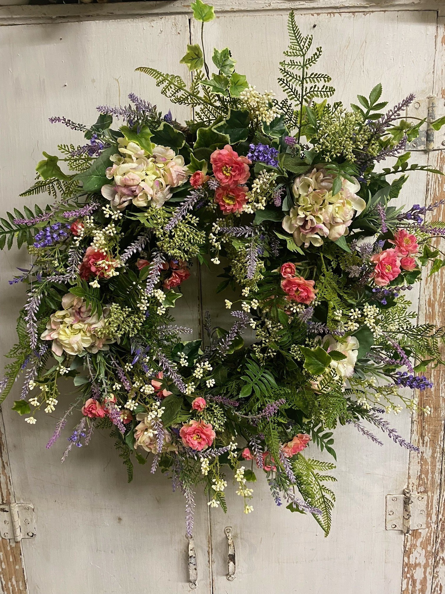 Custom Lavender & Mini Cottage Rose Wreath