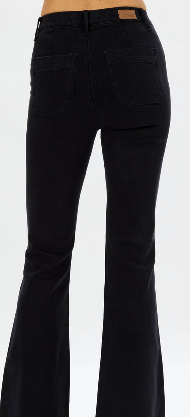 Judy Blue High Waisted Black Pull On Flare Jeans By: Judy Blue