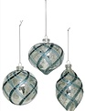 Vintage Mercury Glass Patterned Blue Ornament (3-Styles)