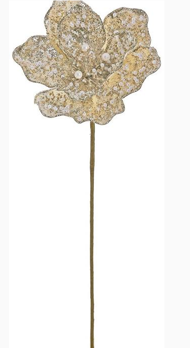 Golden Beaded Pearl Magnolia Stem