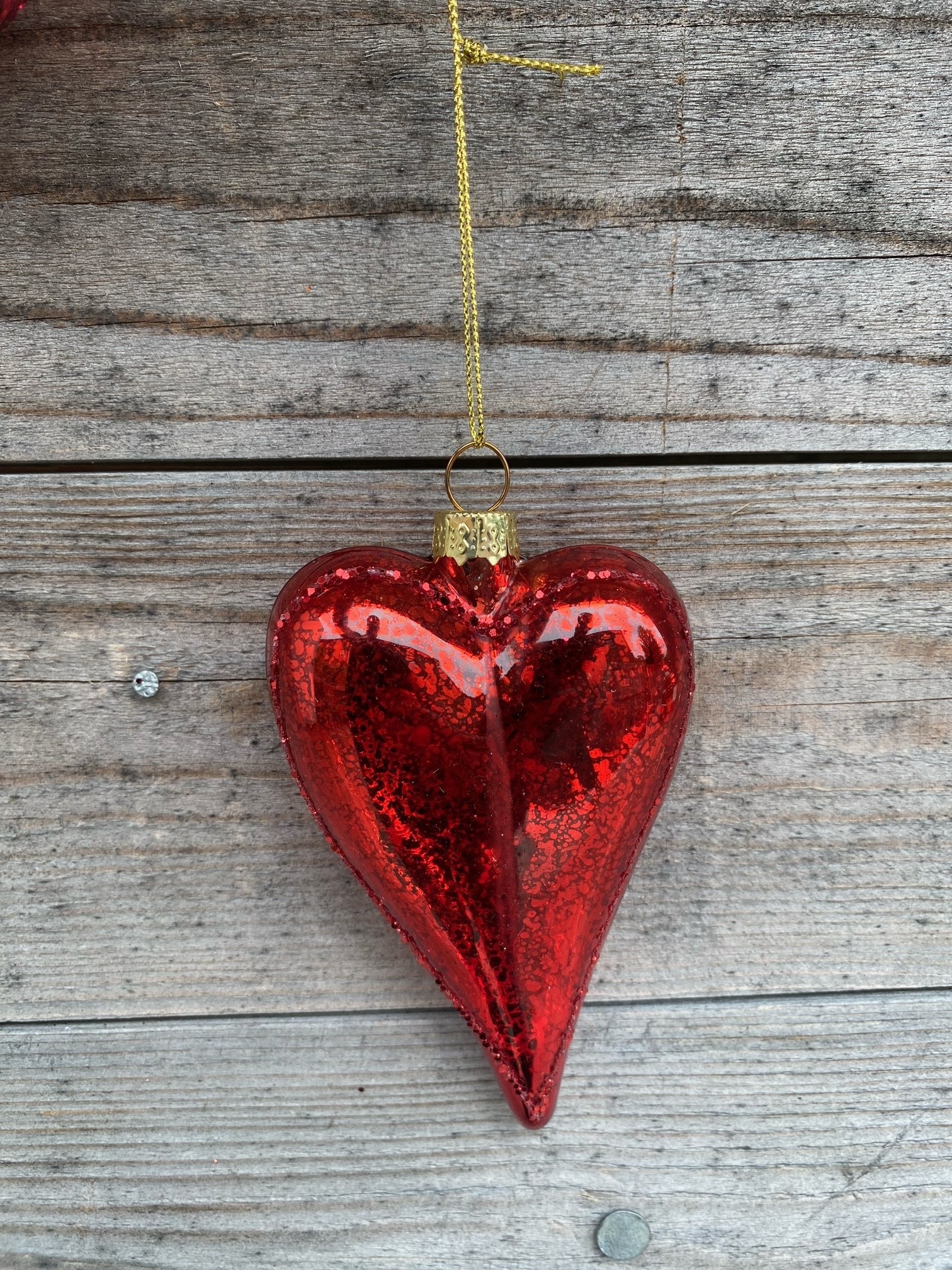 Glass Red Heart Ornament (2-Styles)