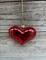 Glass Red Heart Ornament (2-Styles)