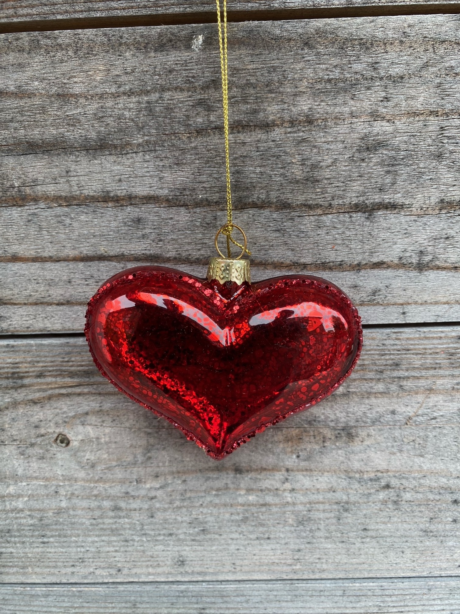 Glass Red Heart Ornament (2-Styles)