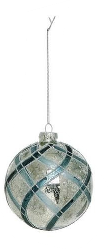 Vintage Mercury Glass Patterned Blue Ornament (3-Styles)