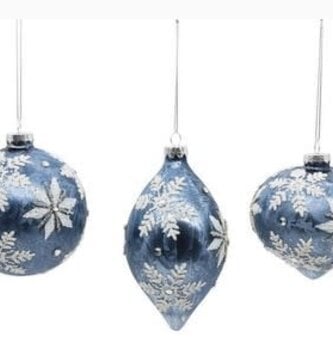 Denim Blue Snowflake Ornament (3-Styles)