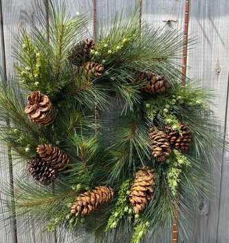 30" Pine Juniper Berry Cone Wreath