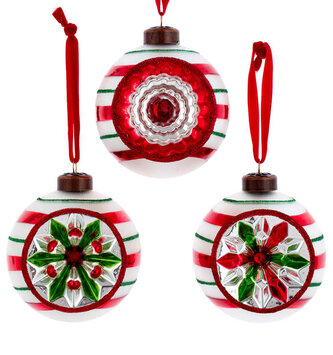 Set of 3 Vintage Reflector Ornaments