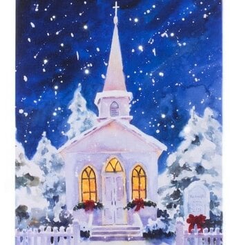 LED Tabletop Winter Church Canvas