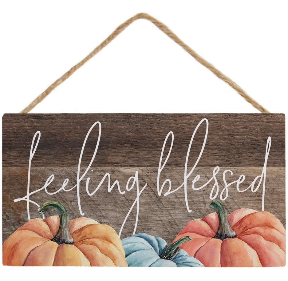 Mini Hanging Feeling Blessed Pumpkin Sign