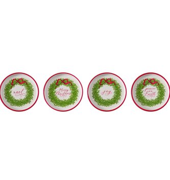 Christmas Message Wreath Saucer Plate (4-Styles)