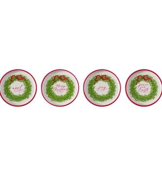 Christmas Message Wreath Saucer Plate (4-Styles)