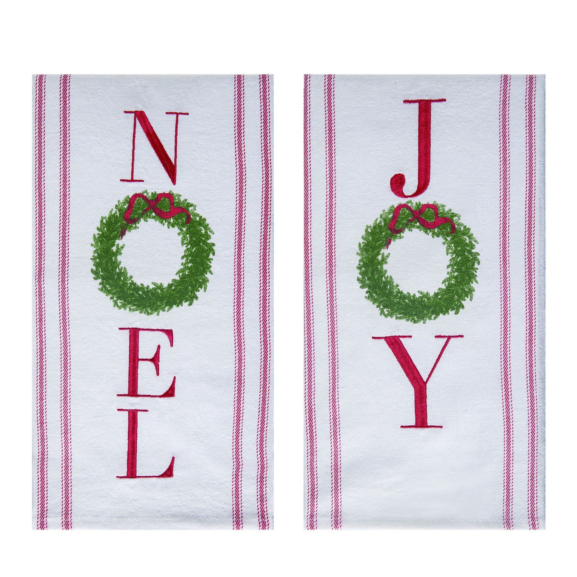 Embroidered Christmas Wreath Tea Towel (2-Styles)