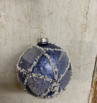 Beaded Frosted Blue Christmas Ornament (3-Styles)