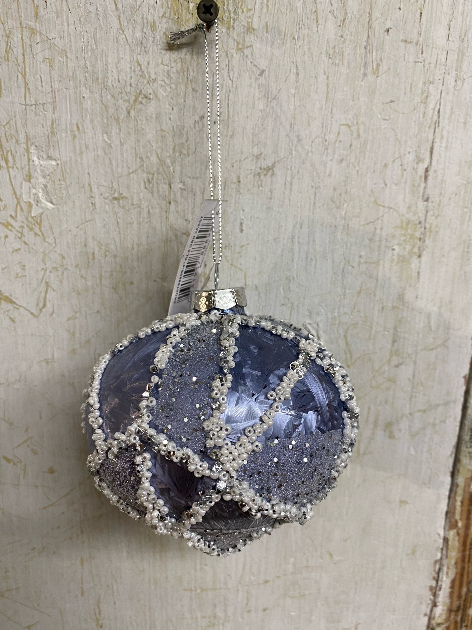 Beaded Frosted Blue Christmas Ornament (3-Styles)