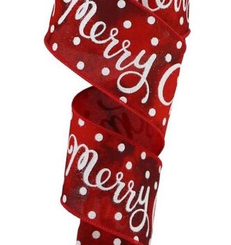 2.5" x 10 YDS Script Merry Christmas Wired Ribbon