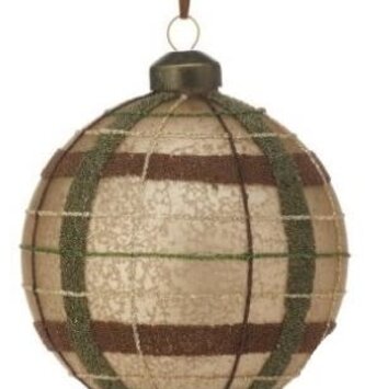 4" Glass Plaid Ball Ornament (3-Styles)