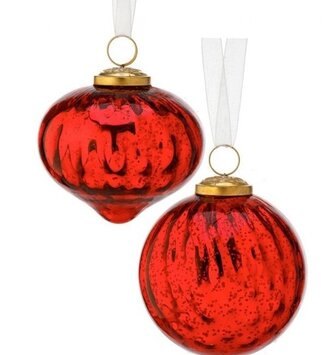 Mercury Glass Red Ornament (2-Styles)