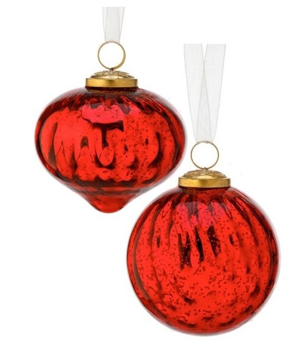 Mercury Glass Red Ornament (2-Styles)