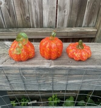 Small Orange Handblown Glass Pumpkin (3-Styles)