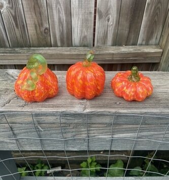 Small Orange Handblown Glass Pumpkin (3-Styles)