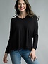 Frayed Edge Comfy V-Neck Top By: Tempo Paris