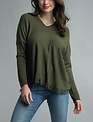 Frayed Edge Comfy V-Neck Top By: Tempo Paris