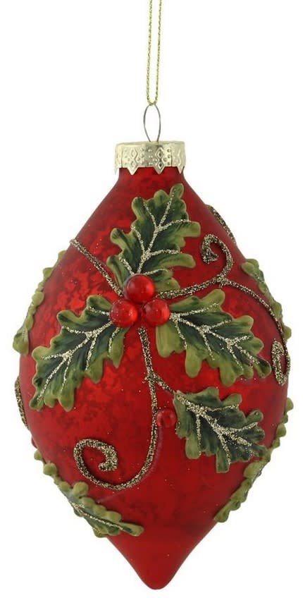 Holly Leaf Scroll Red Ornament (2-Styles)