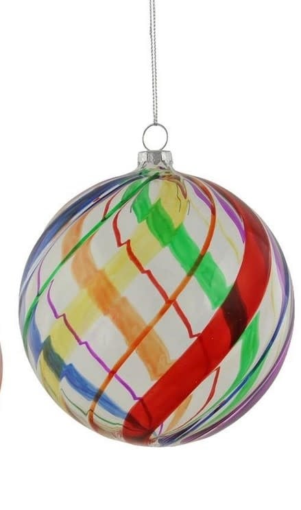 Multicolored Striped Glass Ornament (2-Styles)