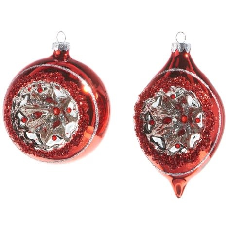 4" Red Vintage Reflector Ornament (2-Styles)