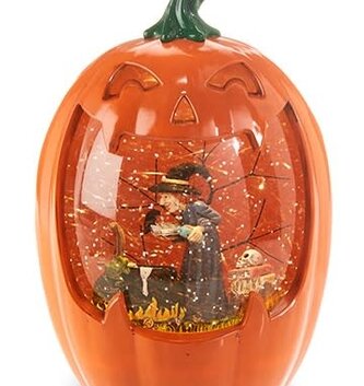 Lighted Pumpkin Witch Snowglobe