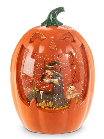 Lighted Pumpkin Witch Snowglobe