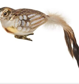 Glass Clip on Feathered Tail Bird Ornament
