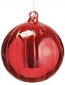 Red Glass Ribbed Ornament (2-Sizes)