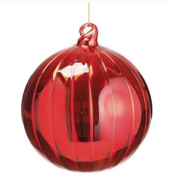 Red Glass Ribbed Ornament (2-Sizes)