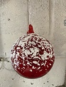 Snow Capped Red Glass Ball Ornament