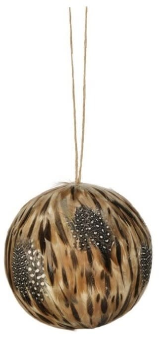 4" Natural Feather Ball Ornament (2-Styles)