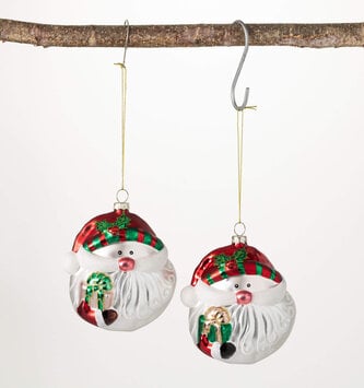 Metallic Santa Glass Ornament (2-Styles)