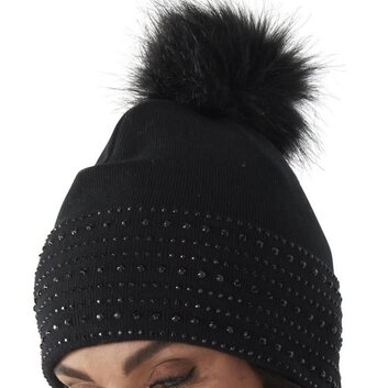 Rhinestone Pom Pom Hat (3-Colors)