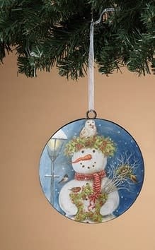 Metal Snowman Garden Disk Ornament (2-Styles)