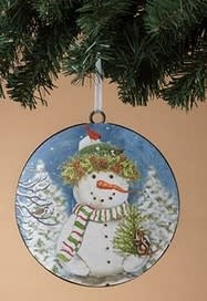 Metal Snowman Garden Disk Ornament (2-Styles)